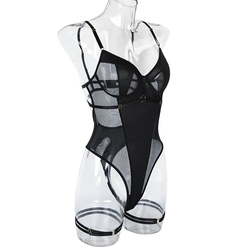 Manequim Lingerie Preta tipo Body trasnparente da Goddess Intimate 02